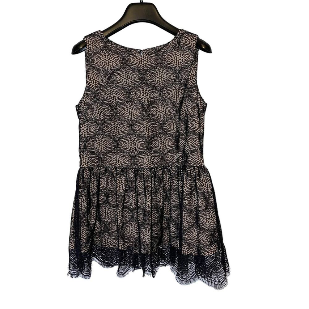Zac Posen Sleeveless Black Lace Overlay Peplum Blouse Top Size 6